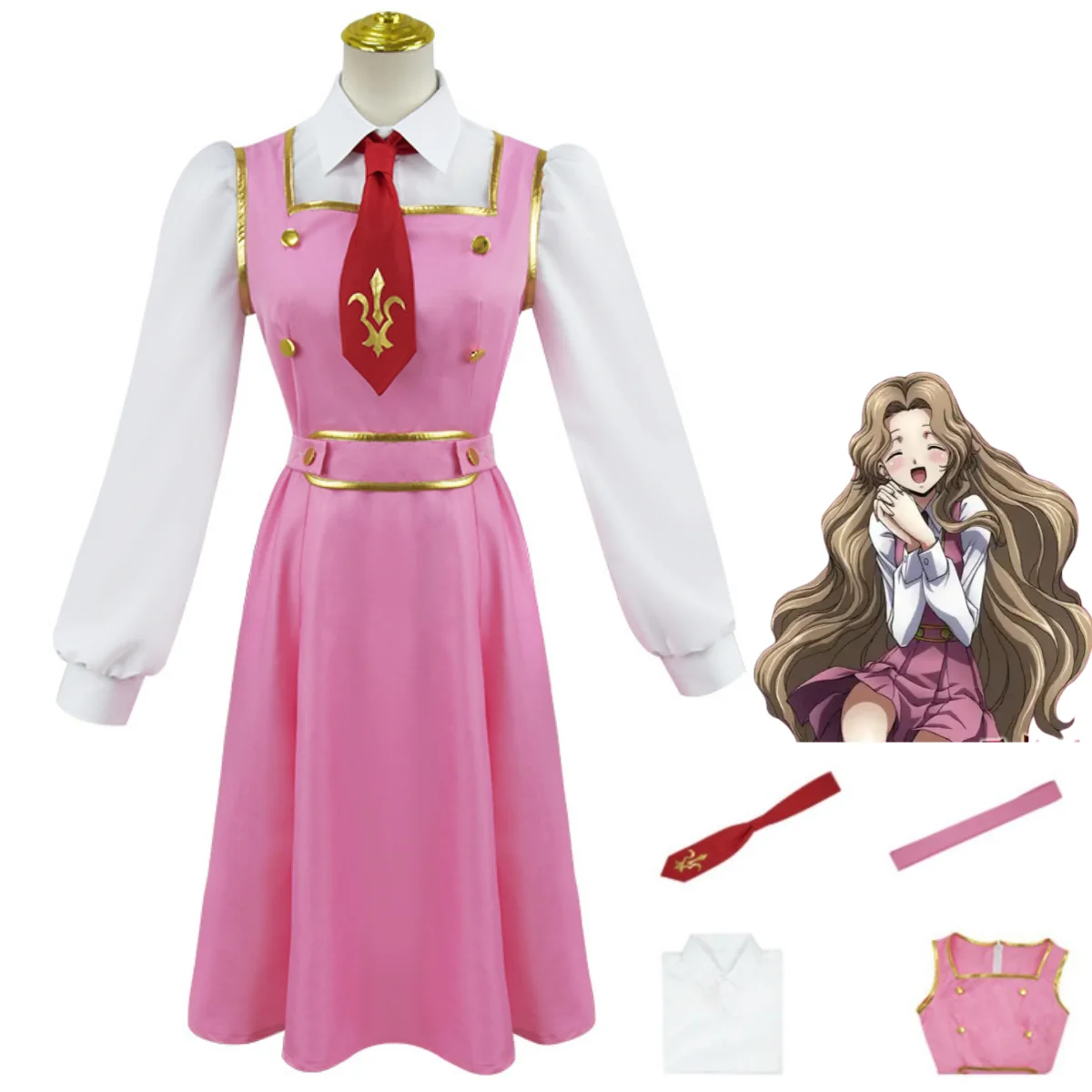 Anime Code Geass Lelouch of The Rebellion Nunnally Vi Britannia Cosplay Costume Nunnally Lamperouge Pink School Uniform Suit