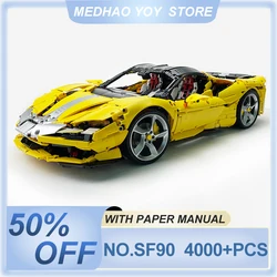 MOC Technical Yellow SF90 SuperCar Custom Vehicle Model Building Blocks Brick DIY Toys Assembly Birthday Christmas Gifts For Kid