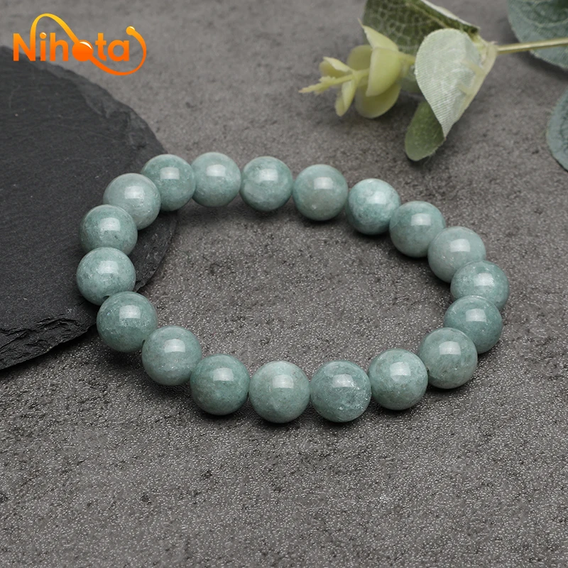 Naturalny zielony chalcedon Birma Jade bransoletki kamień naturalny okrągły koralik Stretch joga uzdrawiające bransoletki biżuteria prezent 4/6/8/10/12mm