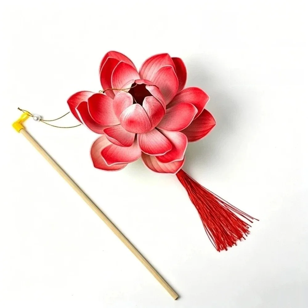 Ancient Style DIY Lotus Lamp Material Kit Portable Elegant Design Hand-Held LED Light Festive Decor Handmade