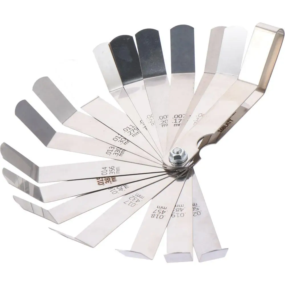 

100mm Metric 0.05- 1.0mm Valve Offset Feeler Gauge 16 Blades Stainless Steel Feeler Gauge for Spark Plug Gap Valve Tappets