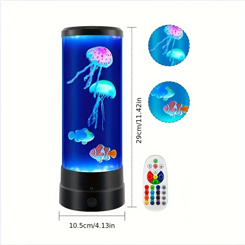 

1pc 7 Color Jellyfish Tank Lamp, LED Fantasy Jellyfish Lava Lamp, Round Jellyfish Aquarium Lamp, With Remote USB Mood Light