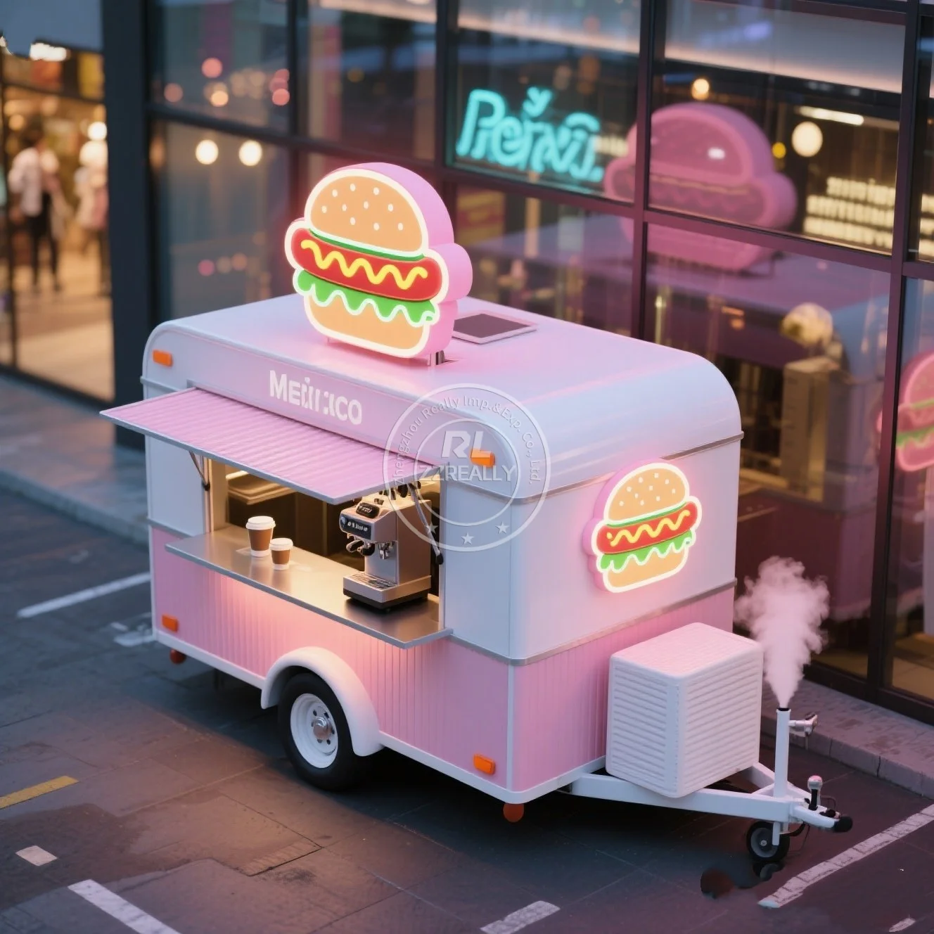 Stainless Steel Mobile Ice Cream Food Truck Hot Dog Street Food Trailers for Camping charcuterie cart