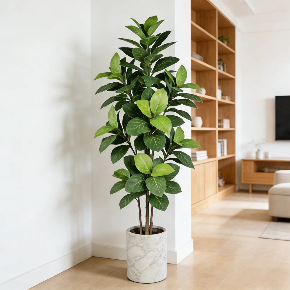 70-130cm Artificial Ficus Plants Large Fake Mulberry Tree Tropical Oak Leaf Plastic Fiddle Fig Plants For Home Garden Decor