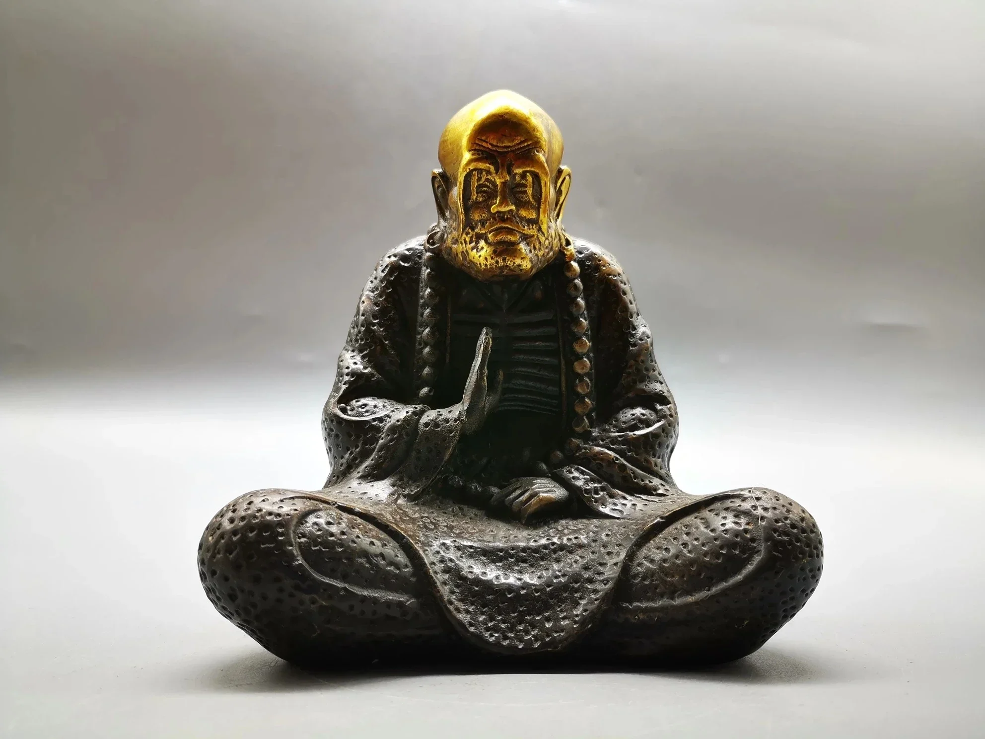 Tibetan Buddhism Temple Bronze Gilt Arhat Damo Bodhidharma Dharma Buddhas Statue