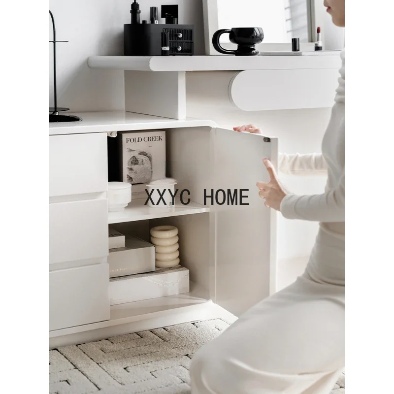 Nordic Dressing Table Bedroom Modern Minimalist Small Makeup Table Storage Cabinet Integrated Dresser storage cabinet