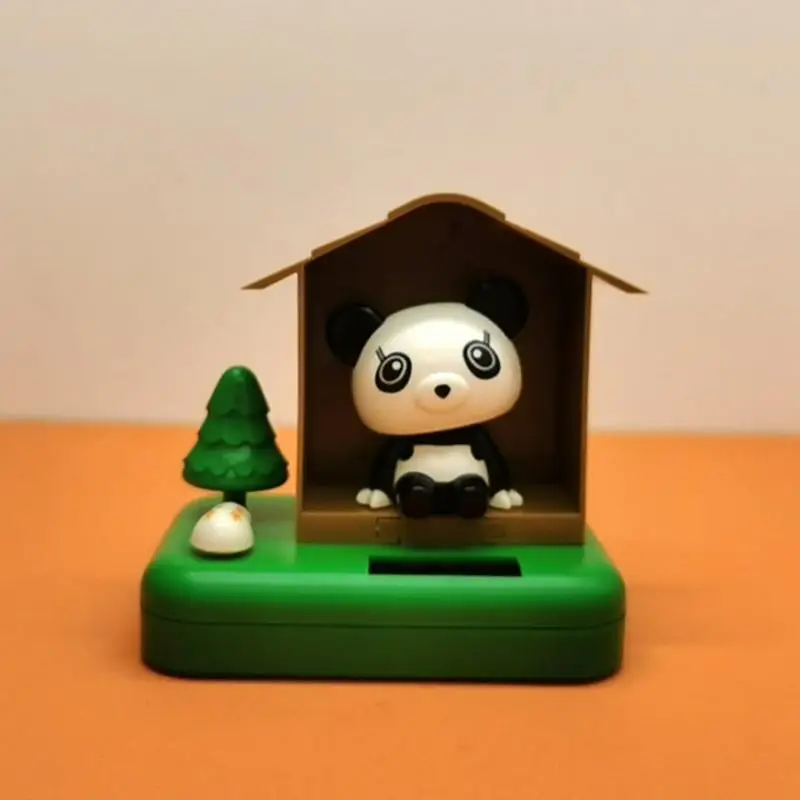 Solar-Powered Bobblehead Panda Estatueta Anime, Ornamento do carro, Decoração do painel, Gato bonito, Auto Swinging Decoração, Brinquedo criativo