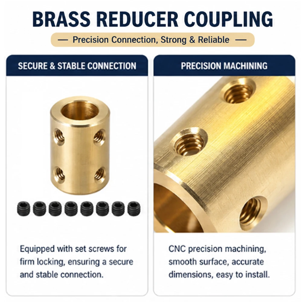 3.17/4/5/6/8/10/12mm Brass Rigid Motor Shaft Coupling Coupler Transmission Connector Sleeve Adapter For RC Boat Car Airplane