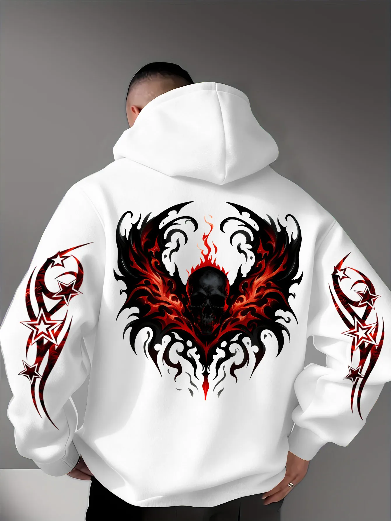Streetwear swag tracksuit Hooded Sweatshirt for Men Gothic Flame Skull Graphic Autumn winter clothesCasual Daily Soft Comfort .
