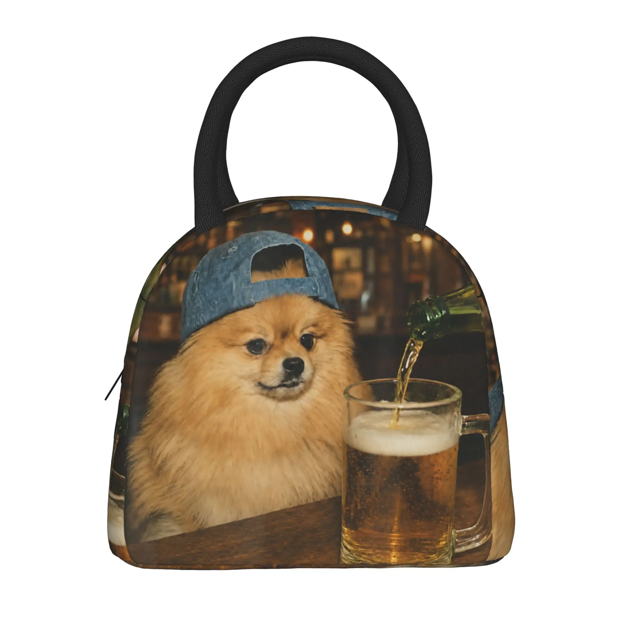 Border Collie Drinking Beer Funny Dog Meme Insulated Lunch Bag For Office Food Container Leakproof Thermal Cooler Lunch Boxes