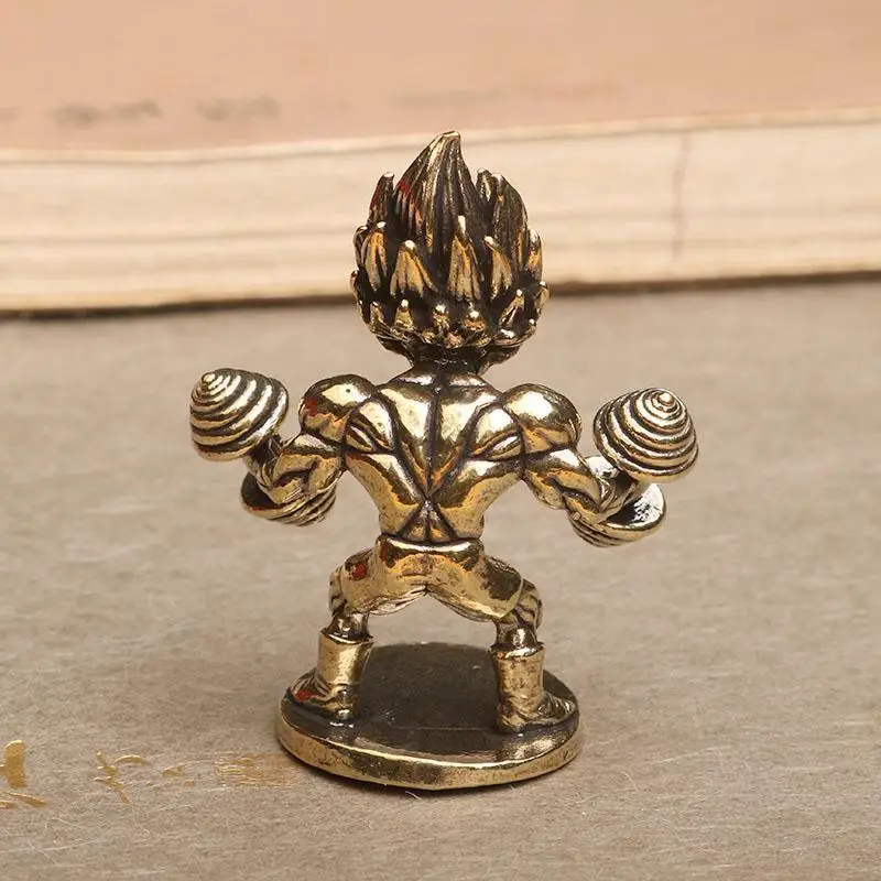 5cm Dragon Ball figure Super Saiyan Vegeta fitness dumbbell brass ornament cartoon anime character landscape model decoration view 3