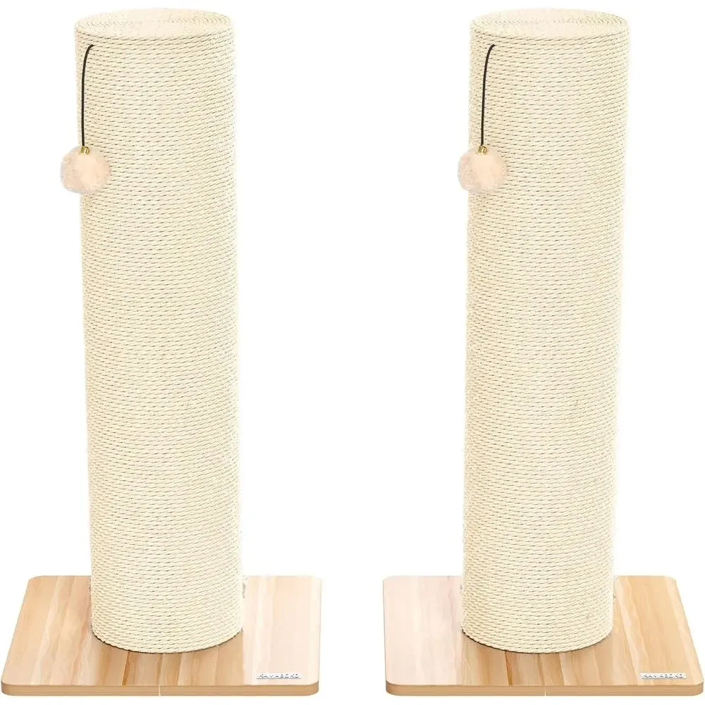 Ultra-Large 29.5 Diameter Sisal Cat Scratch Post, Tall Scratcher for Indoor Cats, Protects Furniture, Beige, 2-Pack