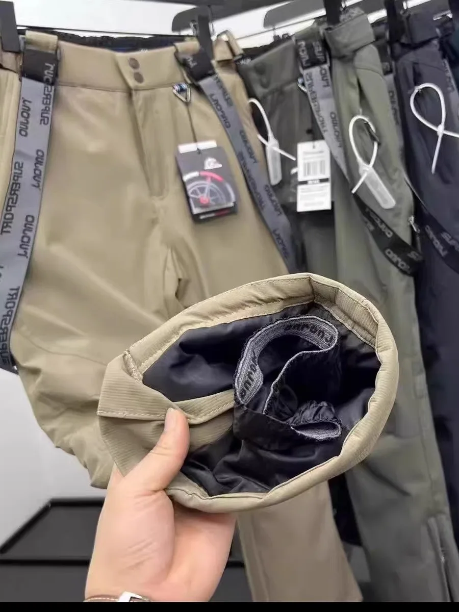 

Утепленные зимние лыжные брюки для активного отдыха, водонепроницаемые, теплые, хлопковые, со съемными лямками, из прочного полиэфирного волокна