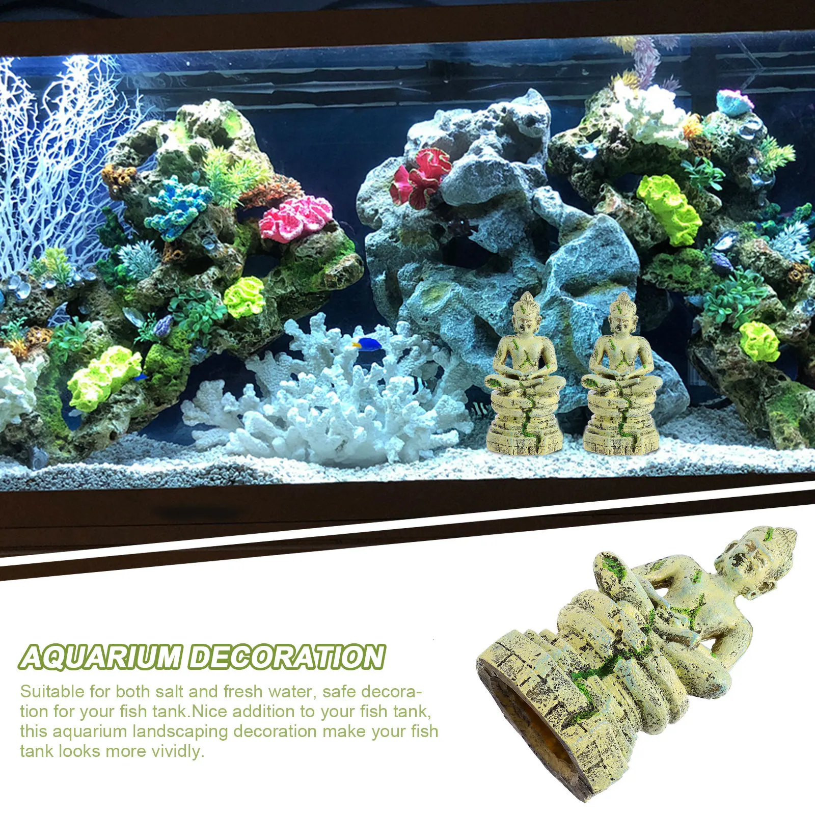 

Fish Tank Buddha Resin Ornament Aquarium Decor DIY Landscape Pretty Vividly Safe Fresh Salt Water Aquarium Decoration