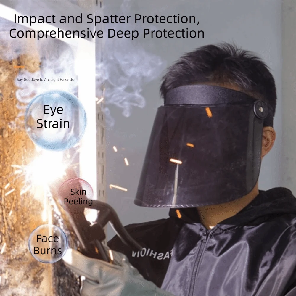 Unisex Anti-UV Welding Mask Adjustable Protective Face Cover Shield Sweat-absorbing Scratch Resistant Sun Visor Bicycle Riding