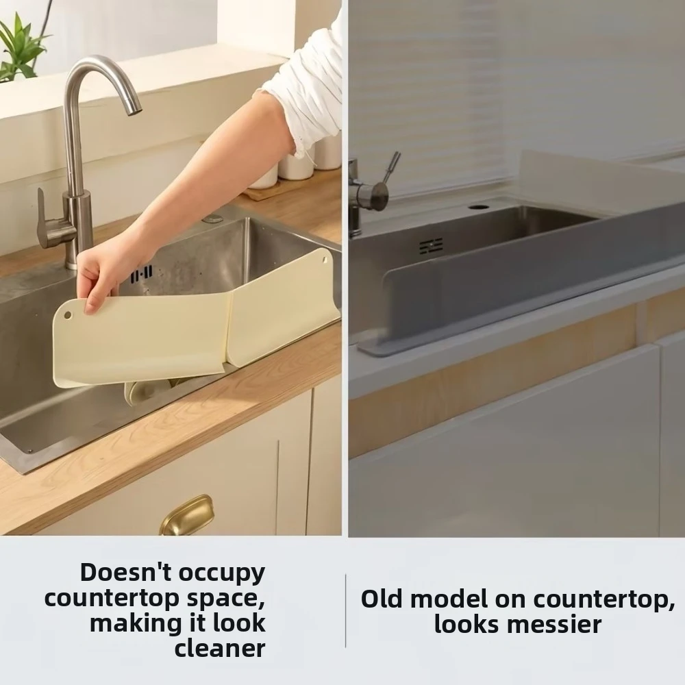 Silicone Kitchen Sink Splash Guard Waterproof Anti-Splash Sink Splatter Screen Easy to Clean Foldable Water Splash Guard