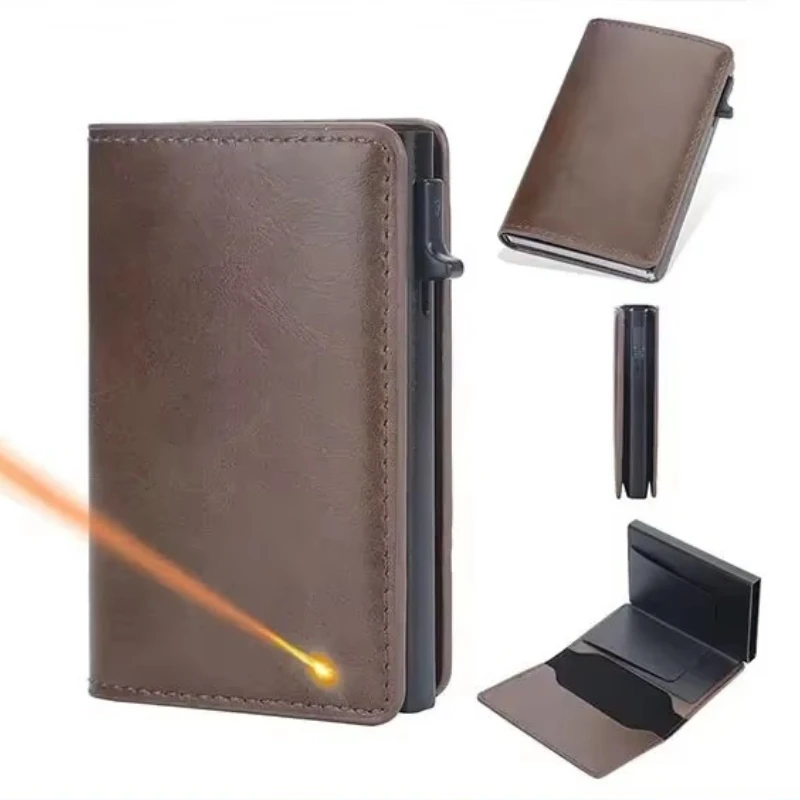 

2025 Engraved Name Men Wallets Personalized name RFID Blocking Purse Mini Slim Card Holder Brand Male High Quality Popup Wallet