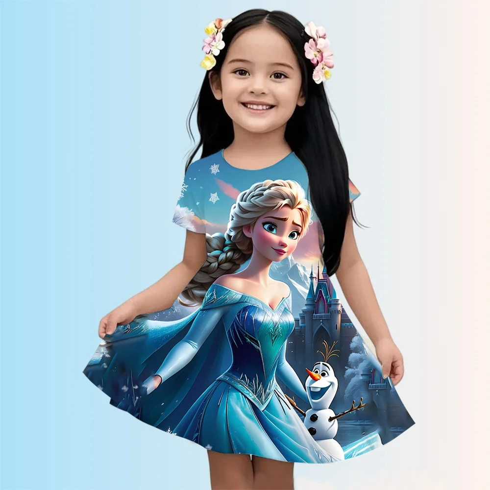 ديزني الأميرة تنورة قصيرة ملابس الأطفال غير رسمية 2025 فستان صيفي بناتي ملابس الأطفال 3 إلى 14 سنة للأطفال