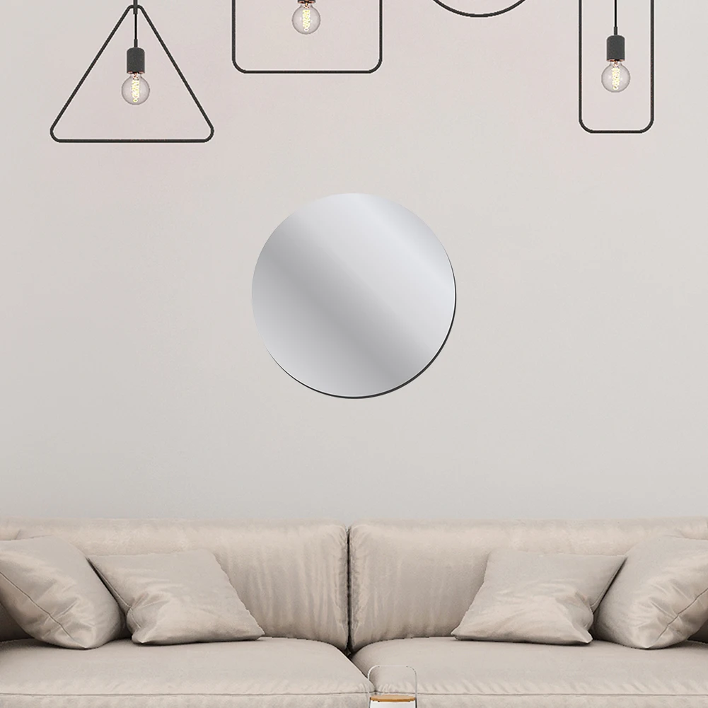 2개입 원형 3D 거울 벽 스티커 방 홈 아크릴 벽화 장식 (실버 30cm)