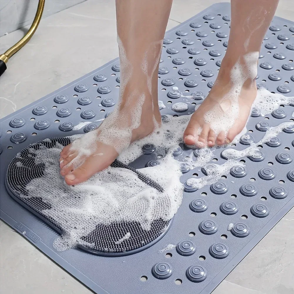 Bathroom Rubber Non-slip Mat Shower Foot Mat with Draining Holes Bathtub Mat Suction Cups Kitchen Area Rugs Home Accessories