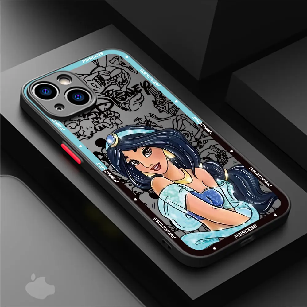 Armor Shockproof Case for iPhone 14 Pro Max 13 XS X 7 8 Plus XR SE 11 Pro 15 Pro 12 Mini Disney Princess Jasmine Cover