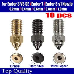 For Ender 3 V3 SE Nozzle ENDER 7 / ender 5 S1 Nozzle 0.2 0.4 0.6 0.8 1.0mm High Speed 3D Printer Parts Nozzles for Ender3 V3 se