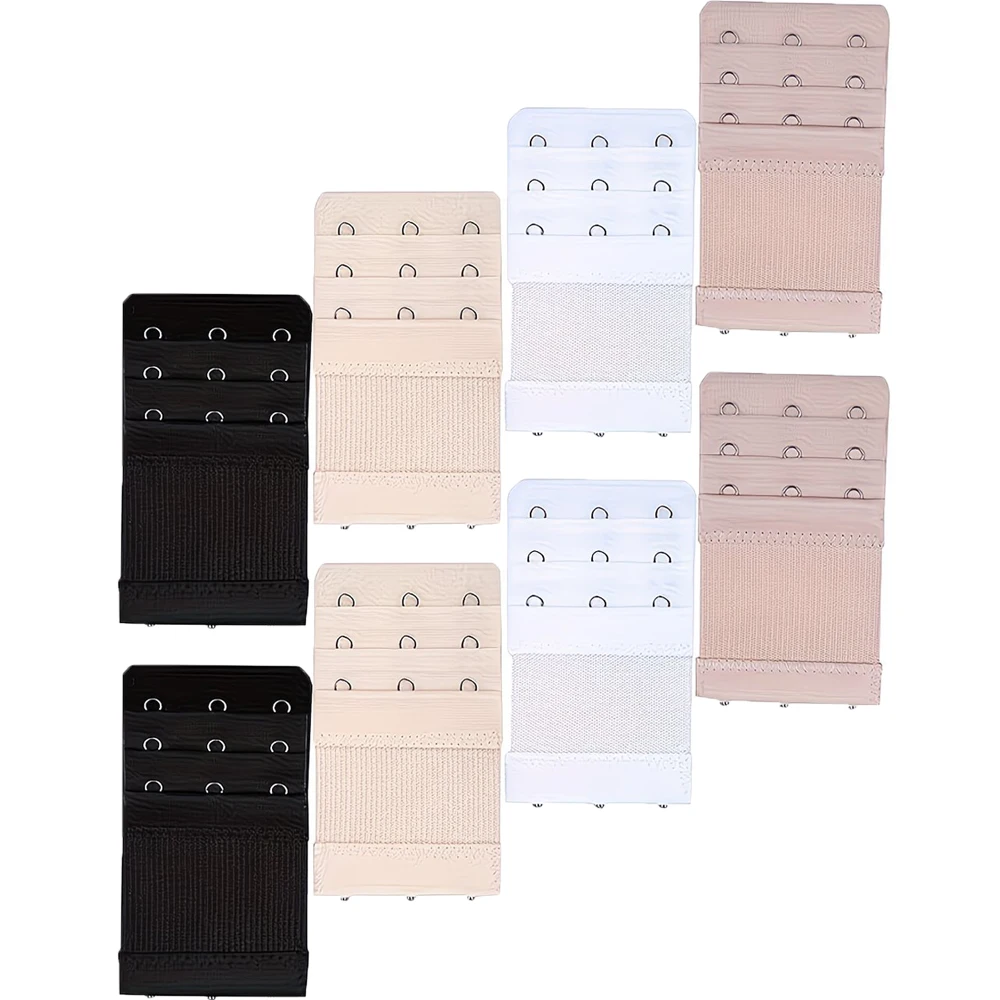8pcs Women's  Solid Color Elastic Bra Extender | 3-Hook Adjustable Belt Buckle, for Plus Size, Low-Cut Bras, Nursing & Everyday image 6