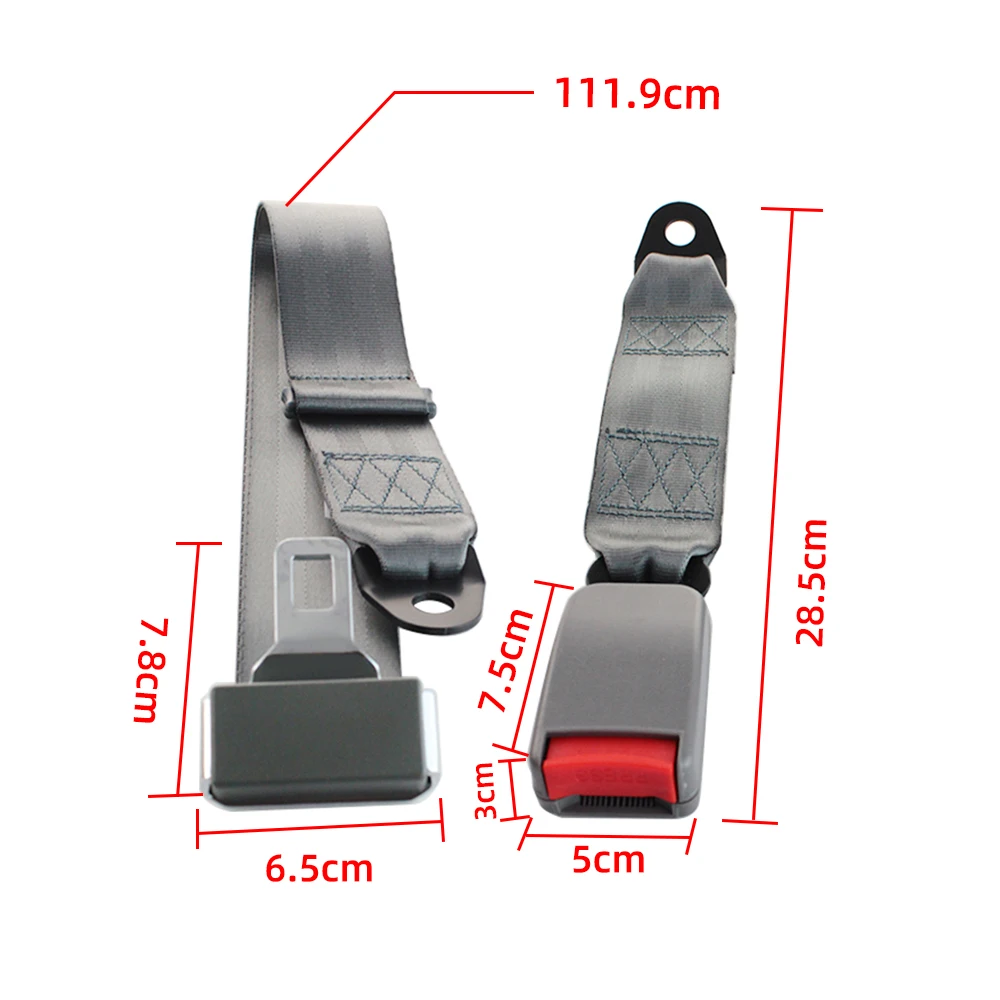 Universal Seat Belts 2 Points Seatbelt Car Auto Seat Adjustable Extension Bucklet Truck Seat Safety Belt Car Accessories Grey