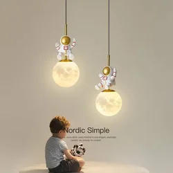 Modern LED Creative Bedside Pendant Light Astronaut Chandeliers For Children's Room Design Moon Lamp Night Light Children's Room