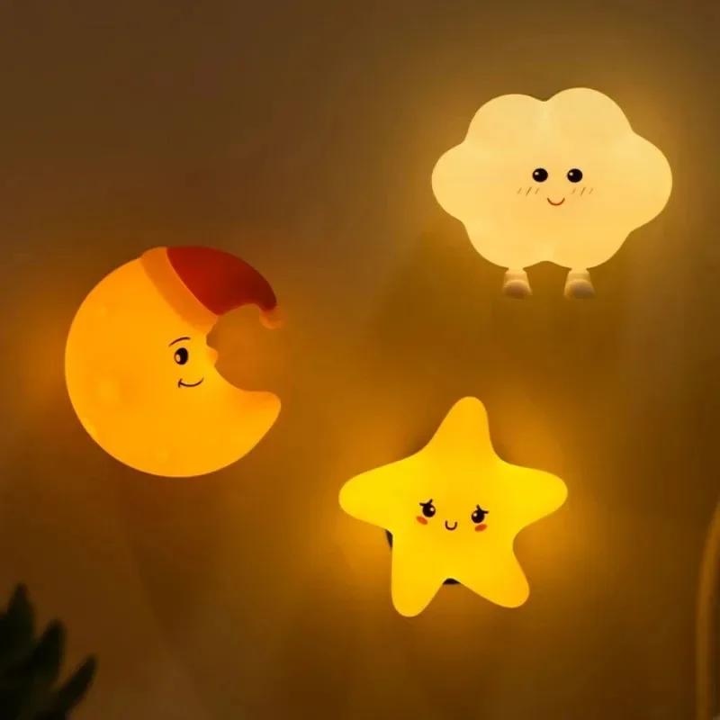 Mini LED Night Light USB Rechargeable Cartoon Star Moon Silicone Touch Lamp for Kids Bedroom Bedside Nursery Decoration  Gift