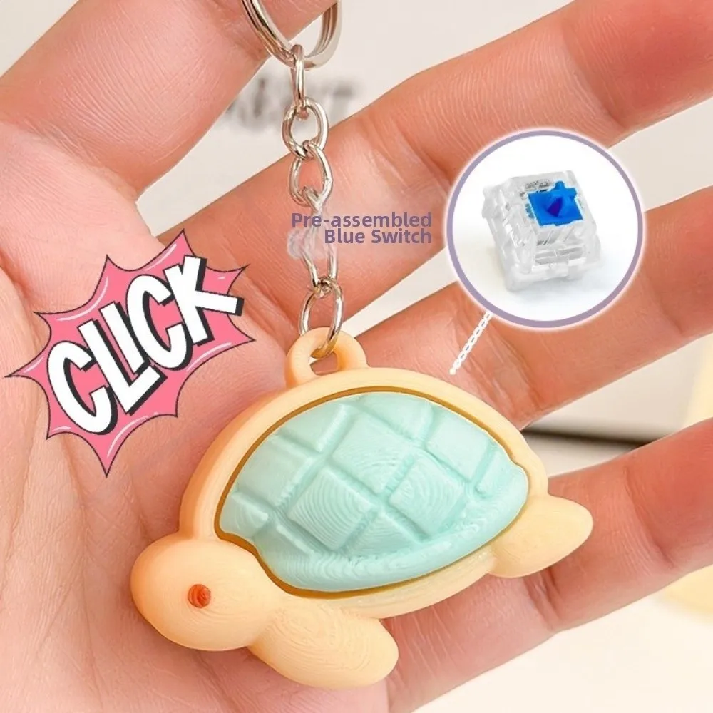 Cute Animal Turtle Clicker Keychain Clicker Mechanism Shell Crab Button Clicker Keyring Mini Plastic Fidget Sensory Venting
