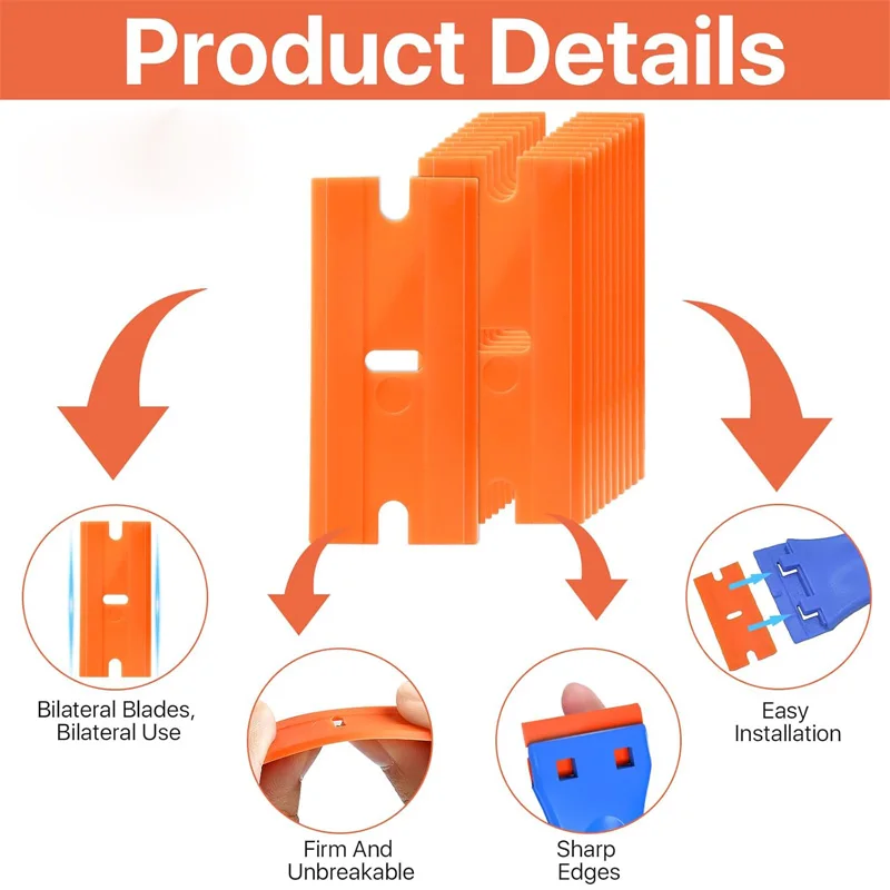 Plastic Scraper with 100/200 Plastic Blades Multipurpose Window Scraper Non-Scratch Scraper for Removing Stickers Decals Glue image 6