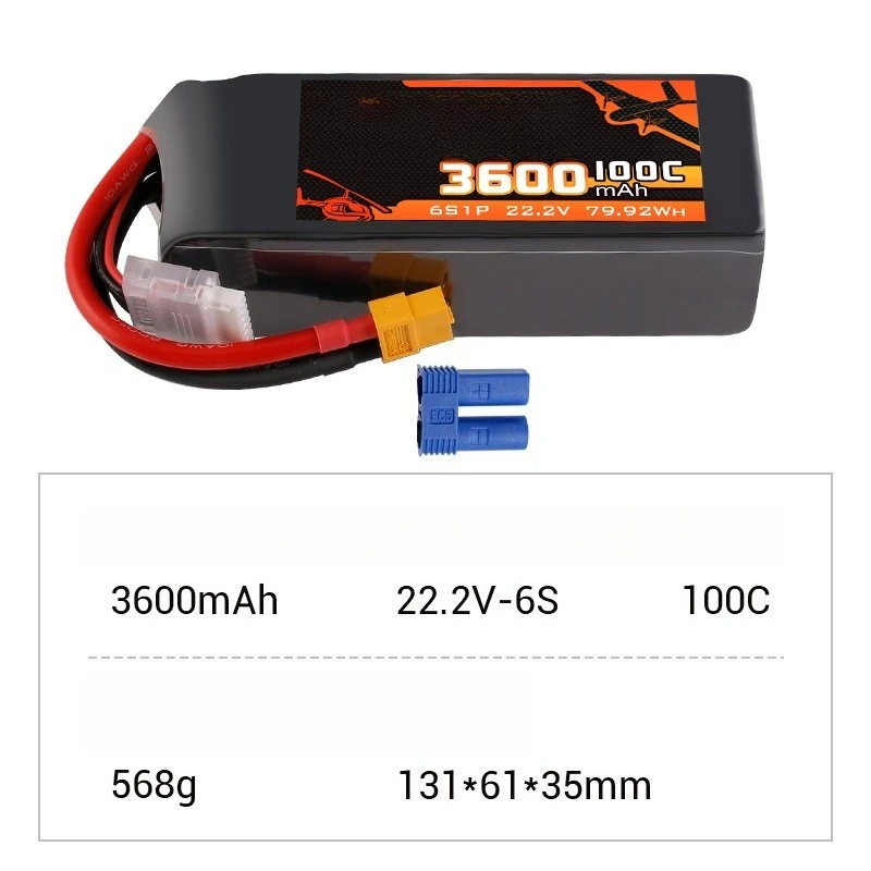 3600/5100mAh 100C 6S FPV Ducted Long-range Drone Battery