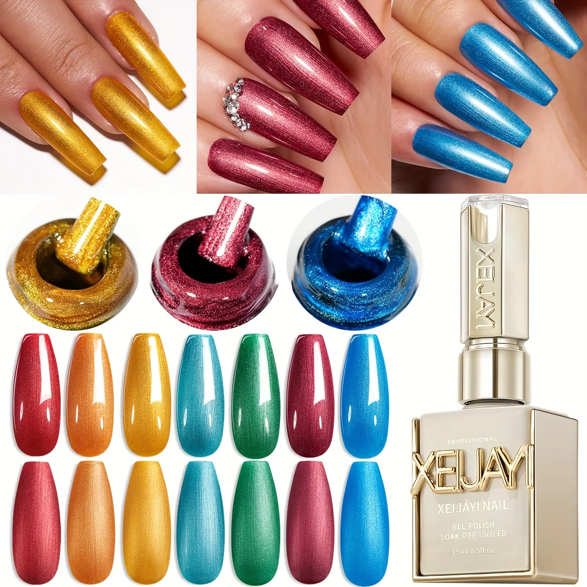 XEIJAYI 15ML Metal Pintado Esmalte Nail Art Criativo Elástico Metal Pintado Cola Pintura Polimento Em Relevo
