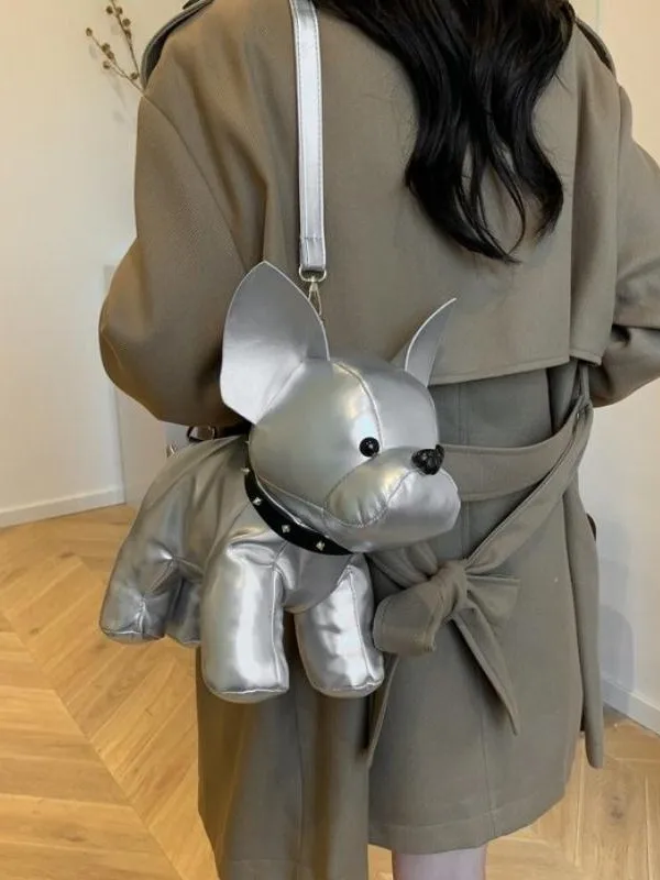 Bulldog Shaped Cartoon Small Handbags PU Leather Chic Hobo Bag High Quality Shoulder Bag for Women Solid Casual Satchel Purses 1