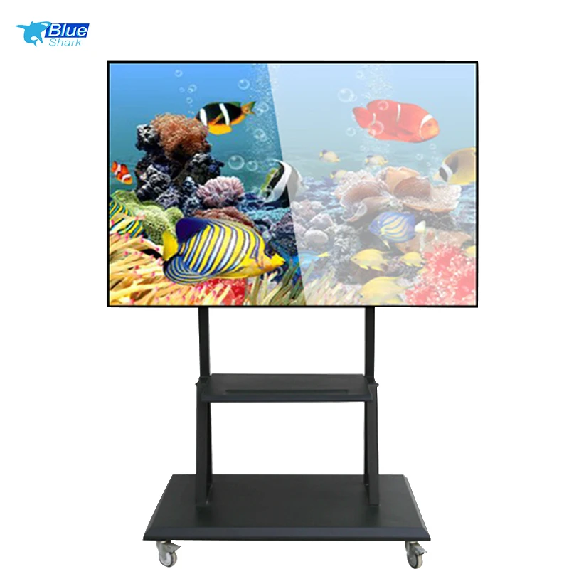 4 Wheels Movable Large TV Lift Fit TVs/LCD Motorised Car with Mount Bracket Weight Capacity Up To 130kg for 65-86 Inches TV