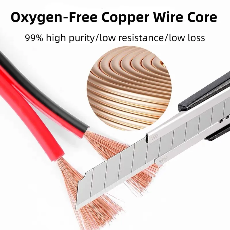 5/10/20M RVB Red Black 2 Pins Electrical Wire 12 14 16 18 20 22 AWG PVC Insulated Bare Copper Power Lines LED Cables