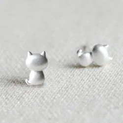 925 Silver Needle Hypoallergenic Lovely Cat Stud Earrings for Women Elegant Wedding Gifts Jewelry pendientes Brincos eh463