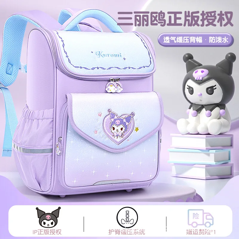 

Sanrio Student School Bag Backpack Backpack Waterproof New Air Cushion Spine Protector Cartoon My Melody Kuromi Student Gift