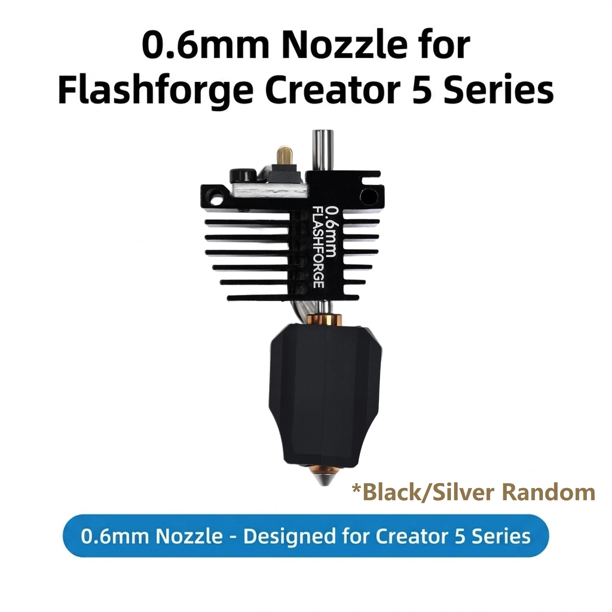 Original Flashforge Creator 5 Nozzle Assembly & Silicone Sock, 0.25/0.4/0.6/0.8mm Hotend for 3D Printer, Black/Silver Random 4