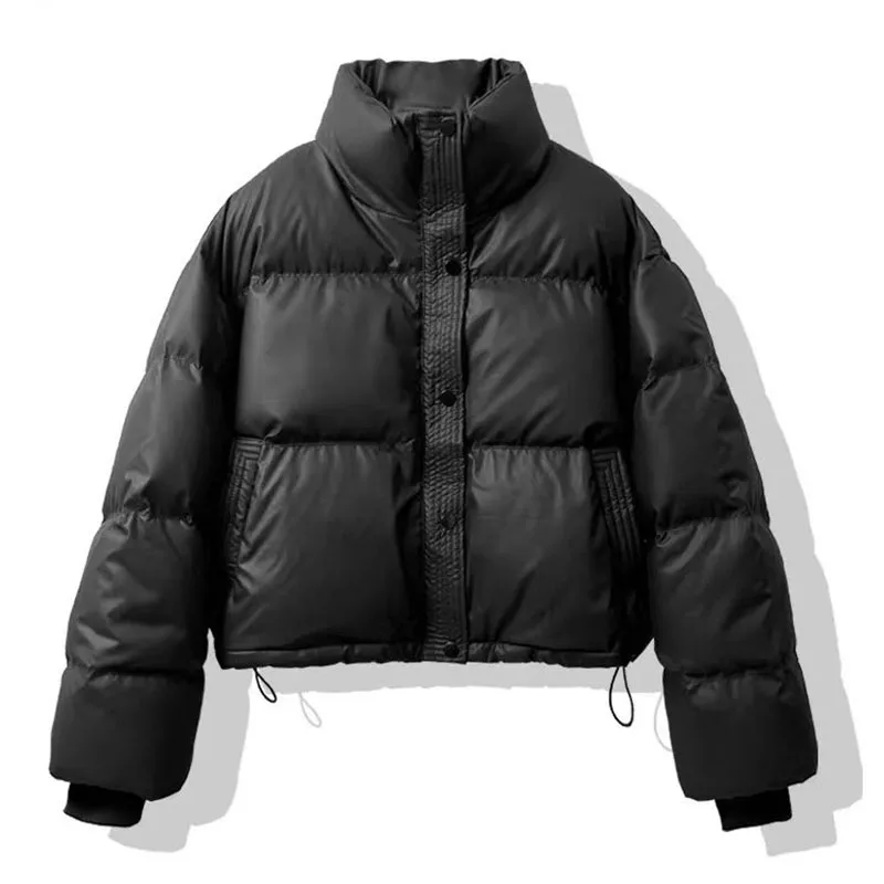 Vrouwen Katoenen Gewatteerde Jas Winter Warm Stand Kraag Rits Puffer Parka Vrouwelijke Mode Trekkoord Verdikte Losse Korte Jassen