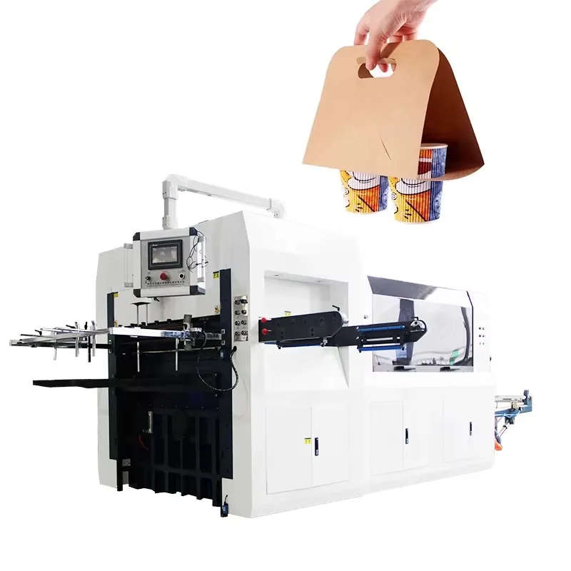 High Speed Automatic Disposable Paper Cup Bpx Fan Cardboard Roll Die Cutting Blanking Punching Machine for   Making