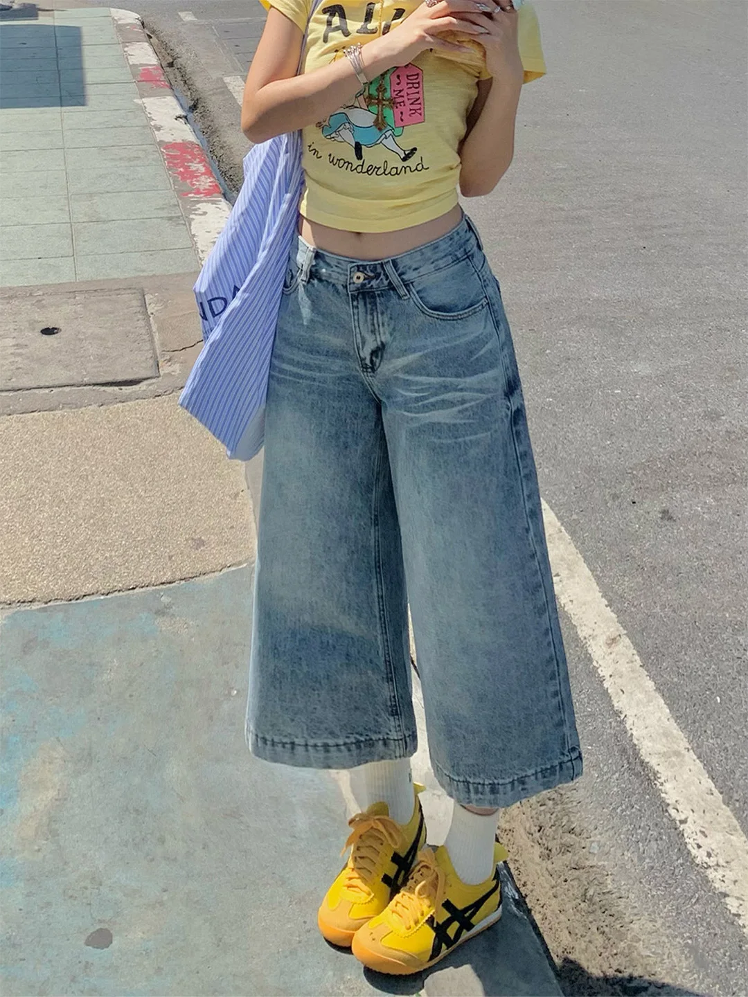 

Summer 2026 Loose Fit High Waist Straight Leg Blue Jeans Women's Skinny Version Washed American Style Thin Denim Pants