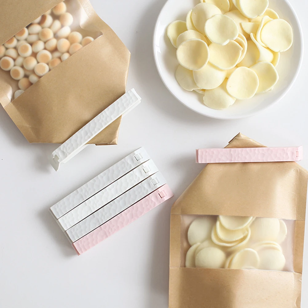 15 قطعة مشابك ختم الطعام مادة PP ممتازة محكم حقيبة الوجبات الخفيفة السدادة لتخزين المطبخ رقائق الخبز رمادي وردي أبيض #1