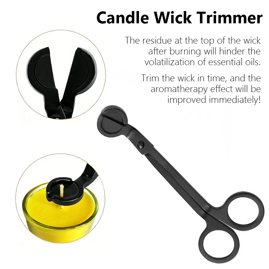 Black Stainless Steel Candle Wick Trimmer Scissors, 18*6cm Candle Cutter Home Decor