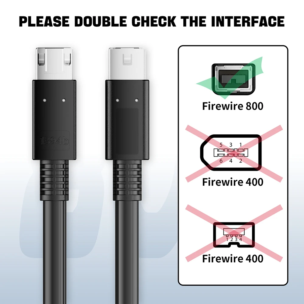 Firewire IEEE 1394B كابل Firewire 800 9-PIN كابل Firewire 9 PIN إلى Firewire 9 PIN كابل ذكر إلى ذكر Firewire كابل بيانات الحبل