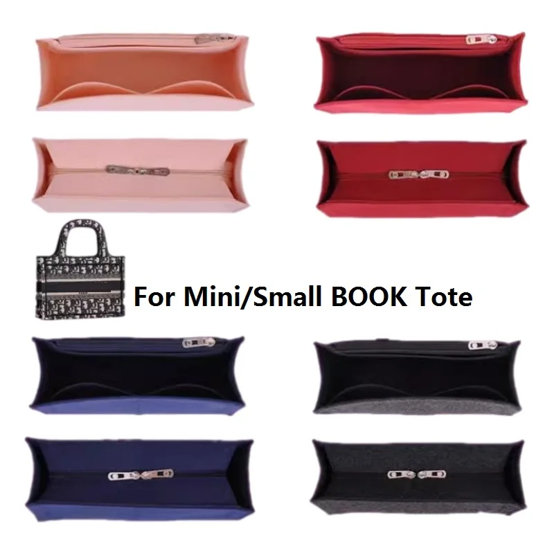 Fits For Book Tote Small MINI Handbag Insert Organizer Tote Bag Base Shaper Felt Toiletry Storage Bags Travel Cosmetic Bag Girl