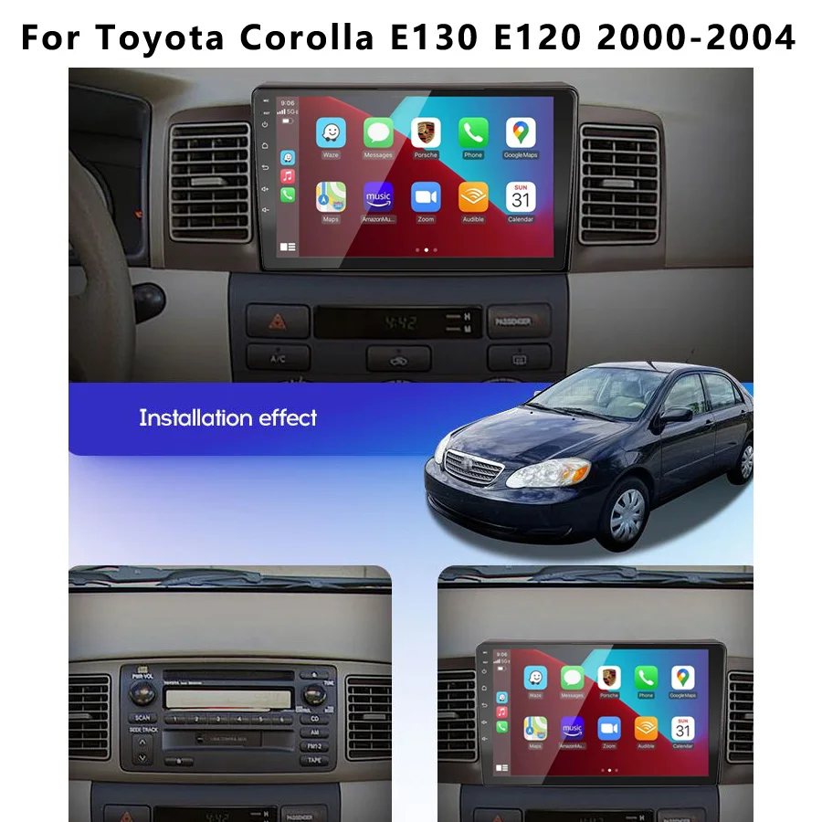 2din Car Radio Multimedia Player Carplay Auto GPS Navigation DSP BT NO DVD For  Toyota Corolla E120 e 120 BYD F3 2007-2011