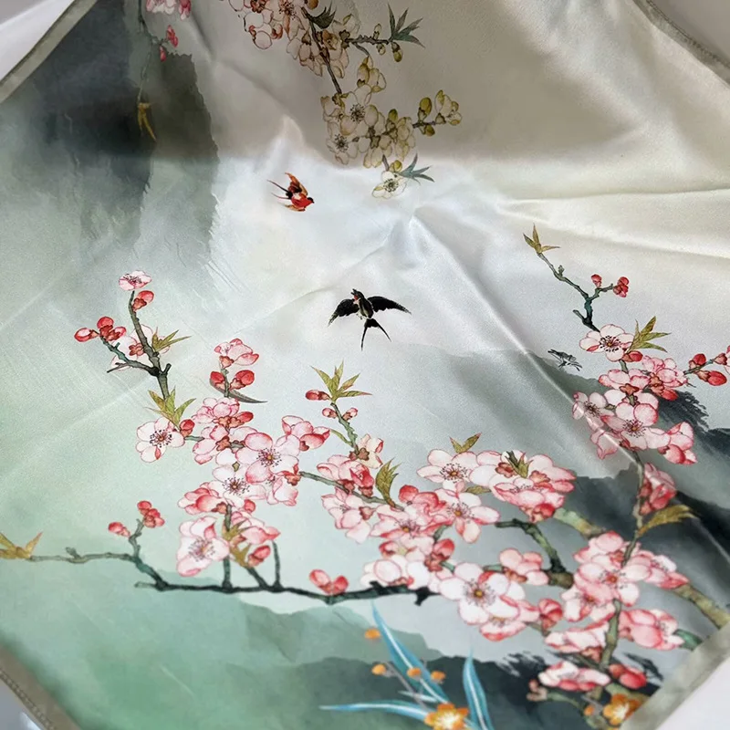 

Весенний новый маленький квадратный платок-шарф для женщин с персиковым узором, подарок для мамы