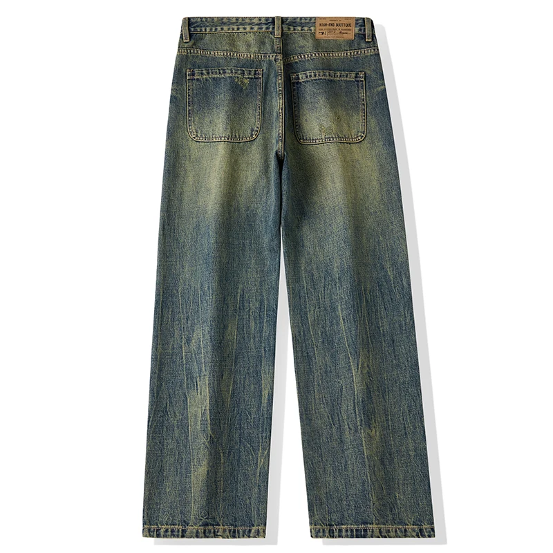 Baggy Jeans Men Wide Leg Pants Loose Fit Retro Blue Casual Men's Trousers Vintage Clothes 2025 New Kpop Large Size Cowboys